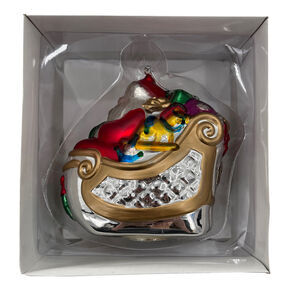 Department 56 Mercury Glass‎ Santa In Sleigh Ornament Handpainted Vintage 1996